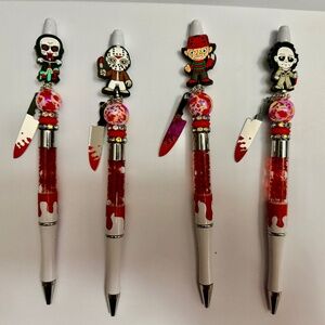 Horror character snow globe beaded pen